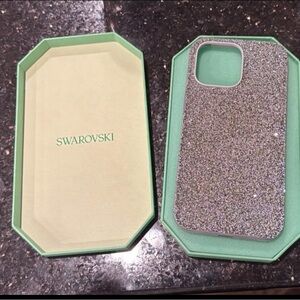 Swarovski Silver Phone Case with Glitter Design for iPhone 14 Pro Max